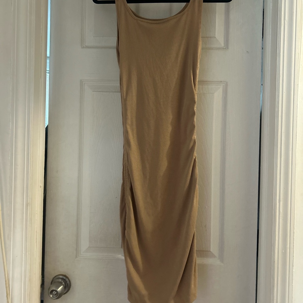 Elegant Tan Sleeveless Dress